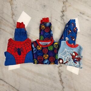 Marvel Pajama Set Boys 2T Blue Spiderman Avengers Heroes Comic Book Superheroes